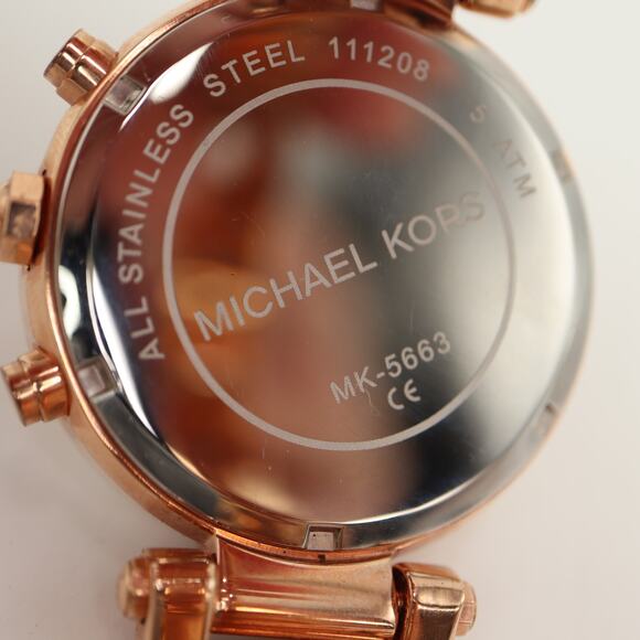Michael Kors Parker Rose Gold Tone Chronograph 40mm Watch MK5663 w New Battery - Picture 12 of 12